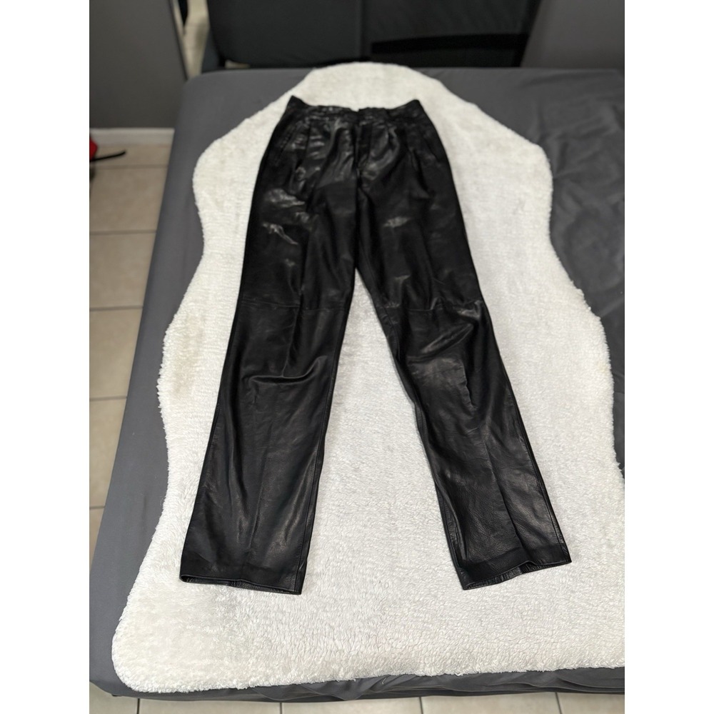 Vintage Geoff Williams Women's High Waist Straight Leather Pants 30 Tall 30x35